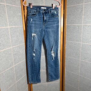 Eunina Womens Jeans Size 3 26W Nikki High Rise‎ Skinny Cigarette Distressed Blue
